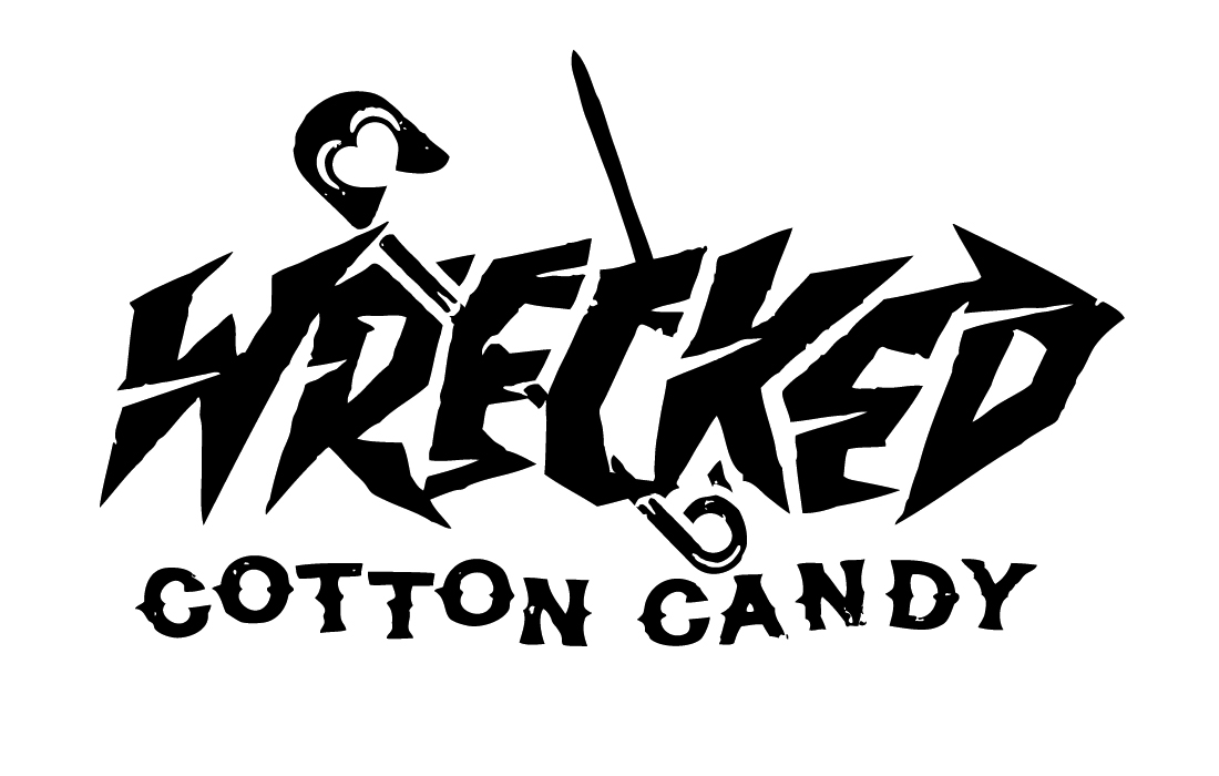 Wrecked Cotton Candy logo black on white